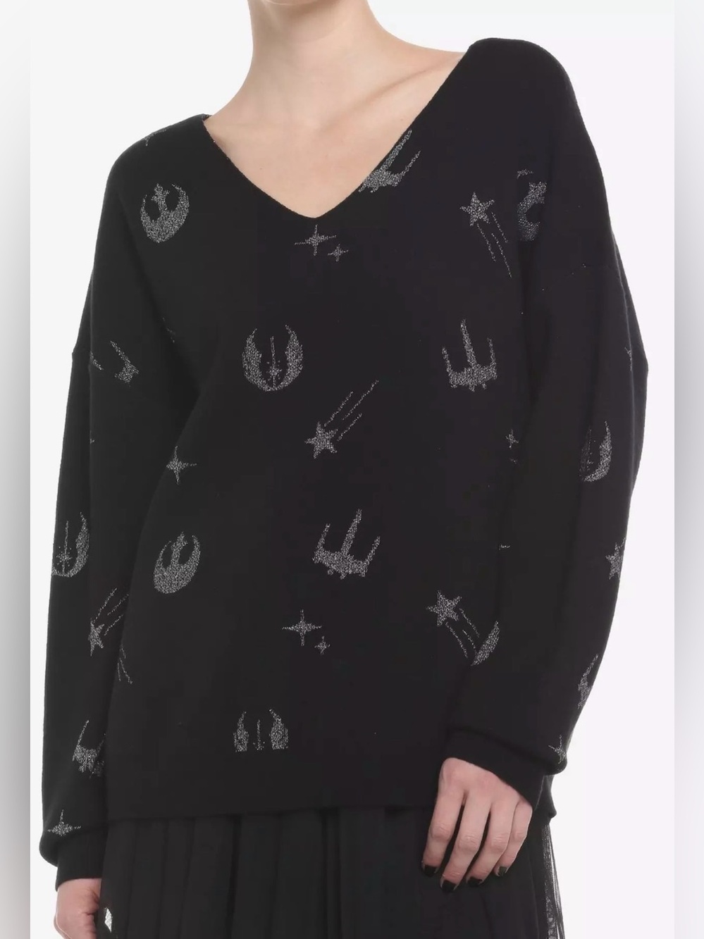 Her Universe Star Wars silver icons v-neck sweater size 4X